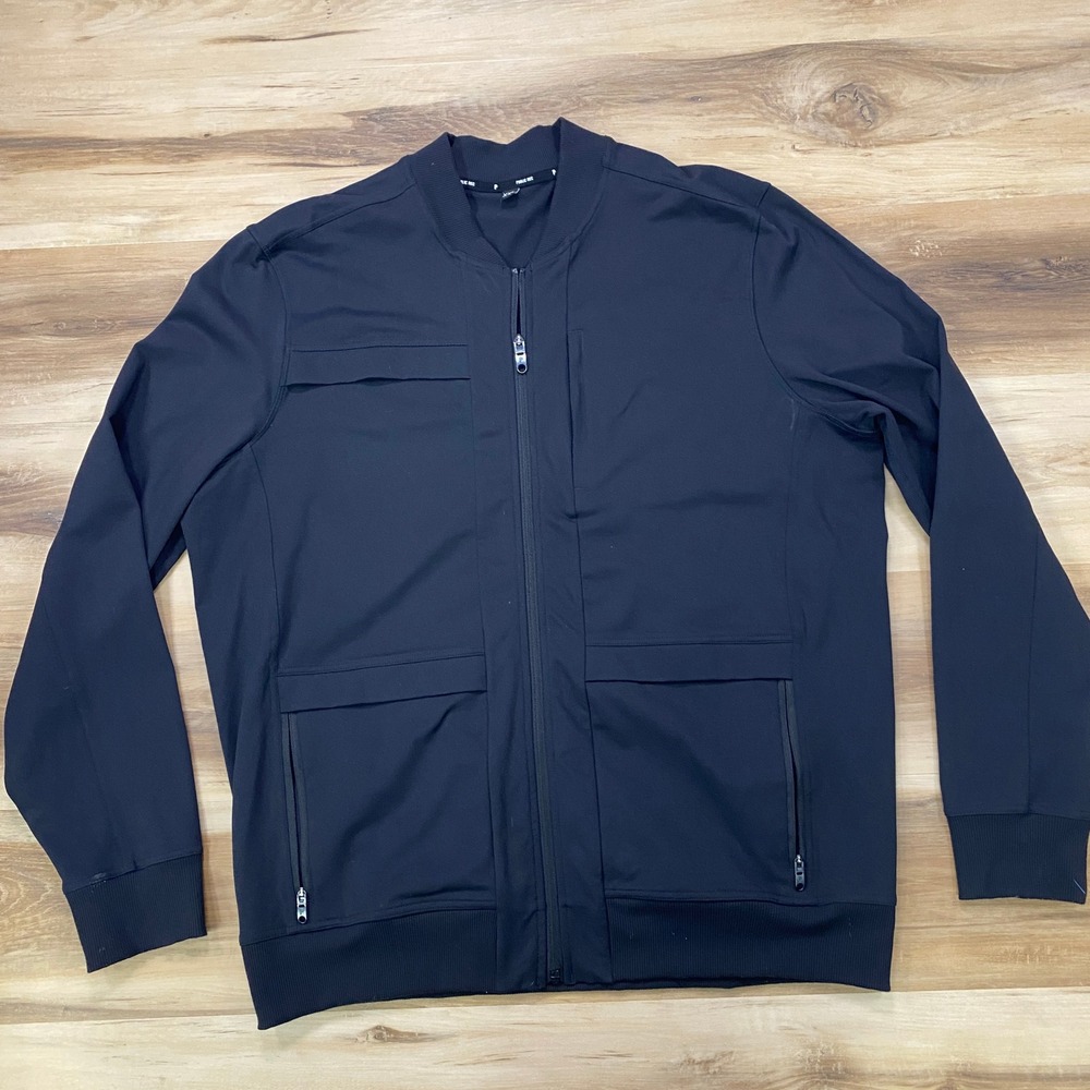Public Rec Bomber Jacket XXL Black Nylon Spandex Full Zip Mens